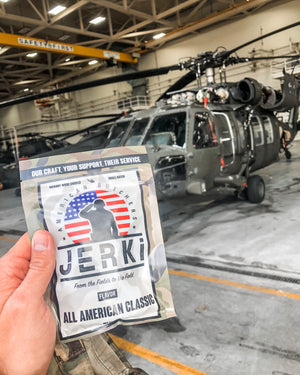 All American Classic Beef Jerky with a Blackhawk